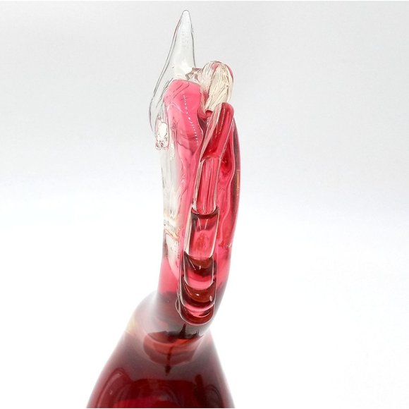 Large Venetian Glass Rooster Cranberry Red Clear Italian Murano Chicken 14 Inch - Picture 6 of 15